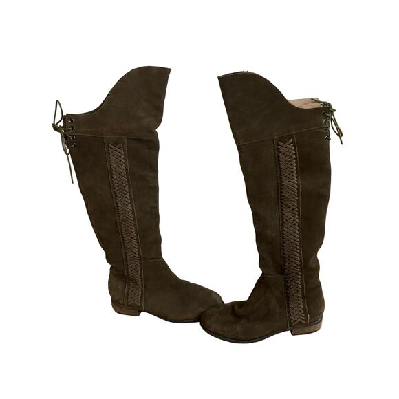 Sbicca Gusto Khaki Suede OTK Boots Boho Western Nasty Gal Collab 7.5 - Picture 2 of 9